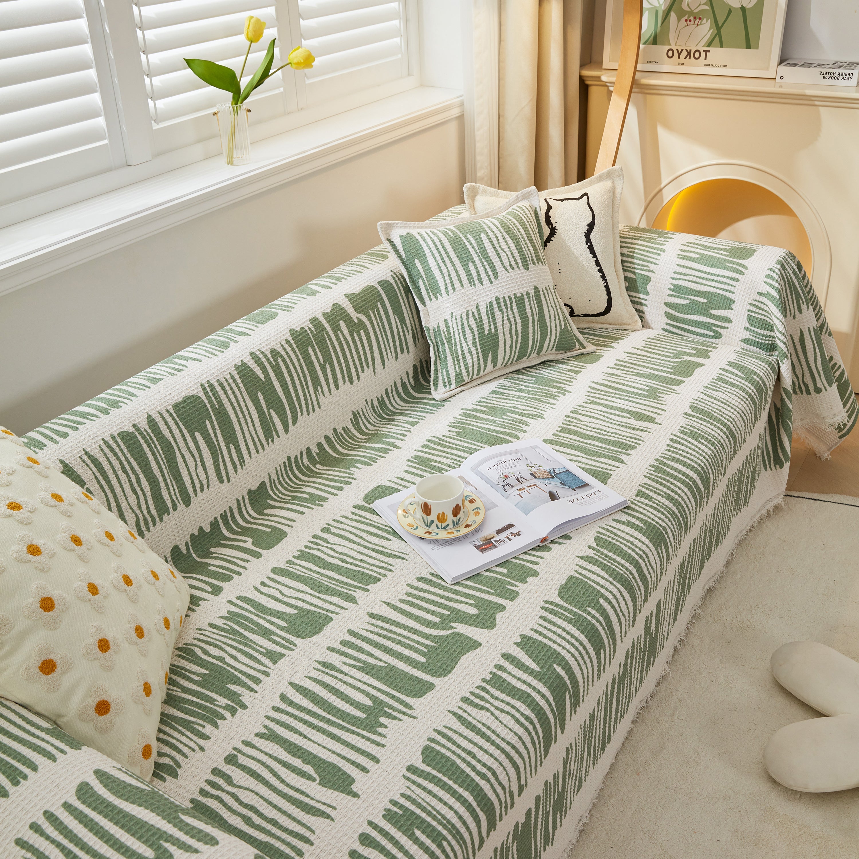 Furniture Covers for Pets, Waffle Lattice Fabric Sofa Throw, Couch Cover Blanket Throw