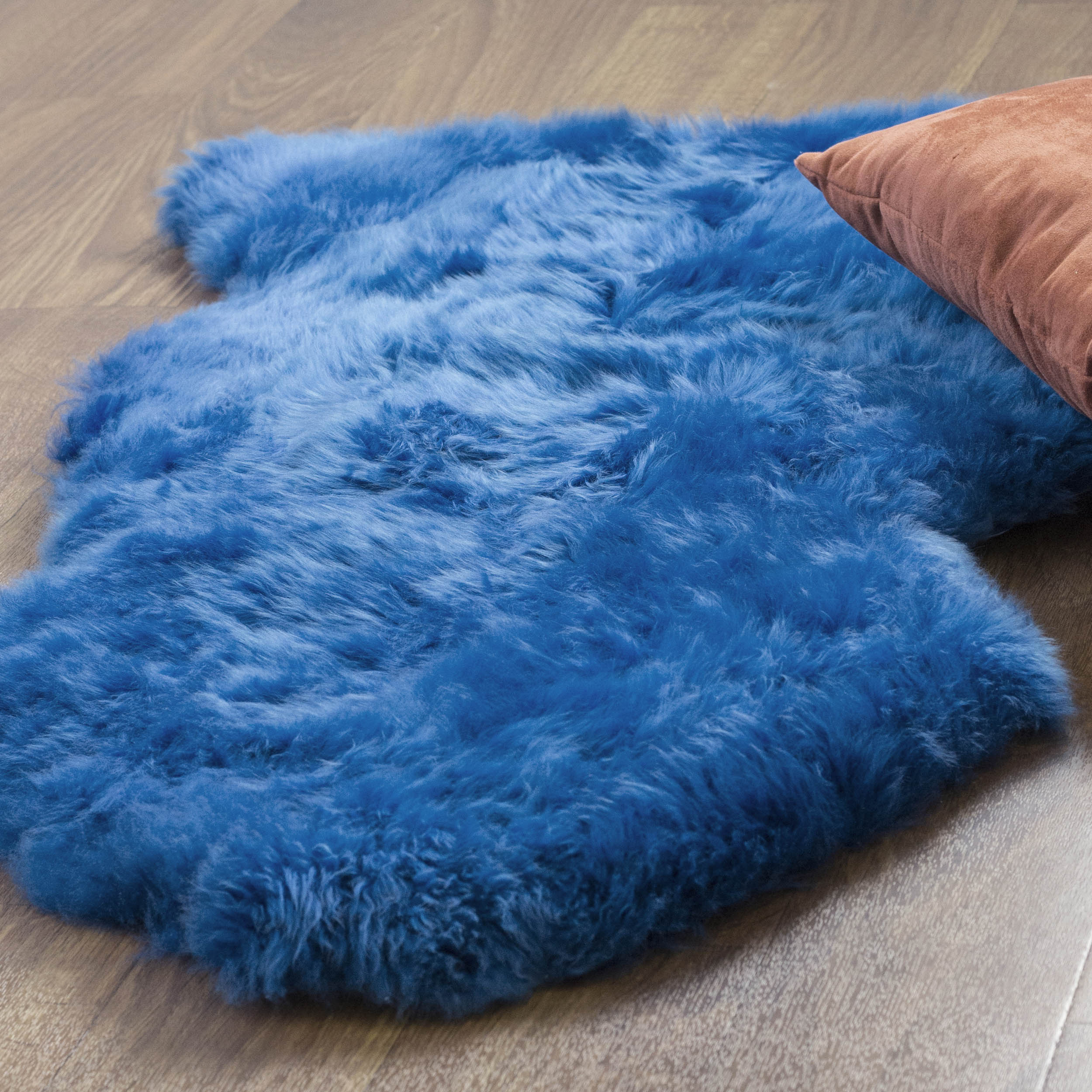 Natural Blue Sheepskin Rug Shearling Fur Pelt - Ethically Sourced - Oeko Tex Certified
