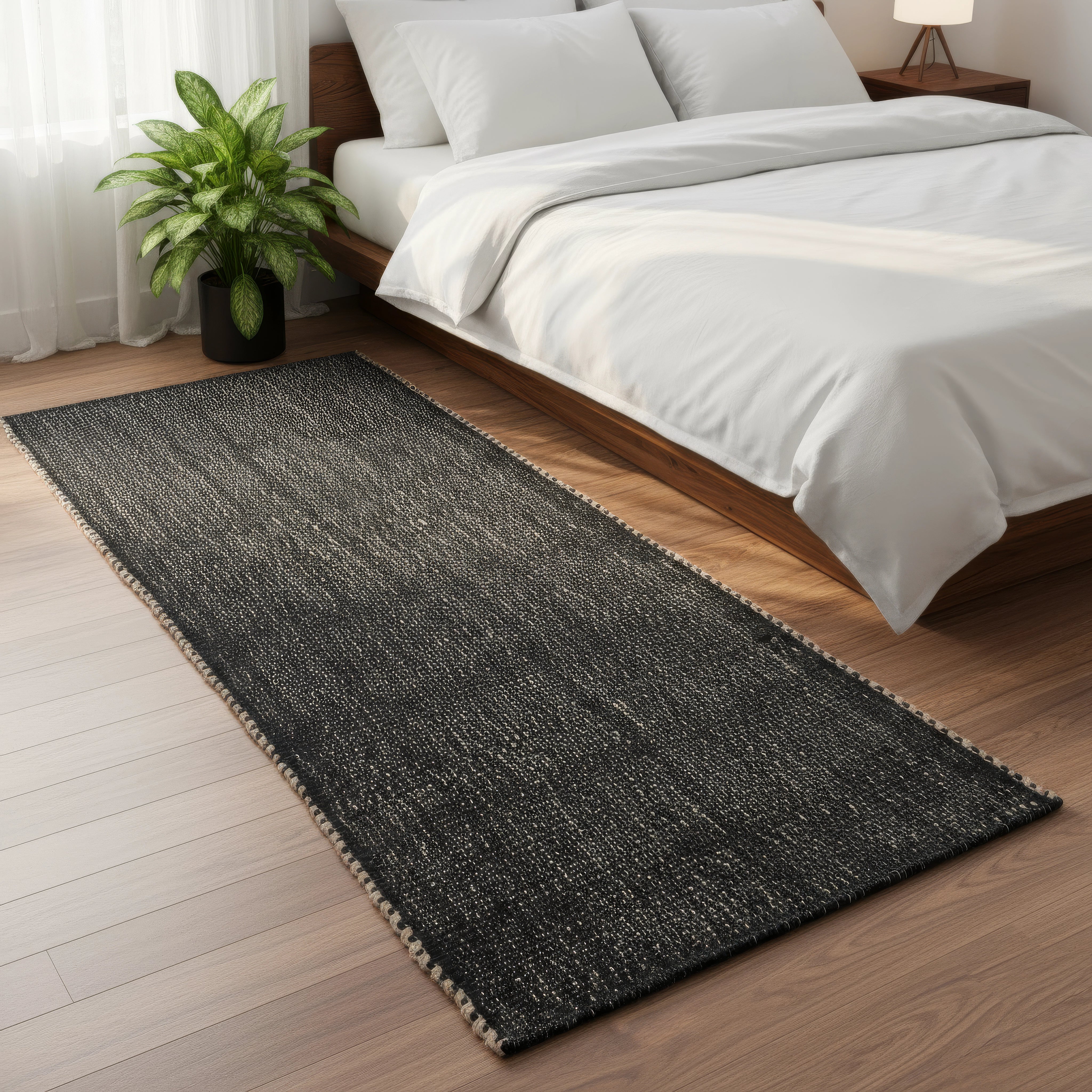 Black Jute & Cotton Woven Rug – Reversible Natural Farmhouse Area Rug | Terra Collection
