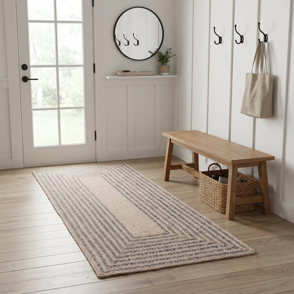 Raleigh Charcoal Cotton Braided Rug 2' X 4' #shape_Rectangle