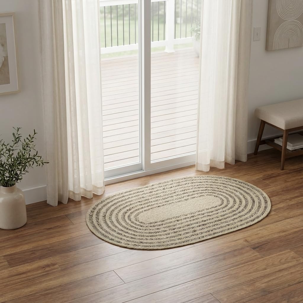 Raleigh Brown Cotton Braided Rug 2' X 4' #shape_Oval