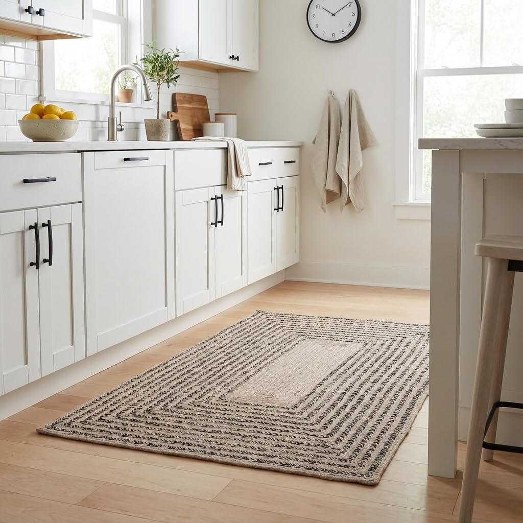 Raleigh Black Cotton Braided Rug 3' X 5' #shape_Rectangle