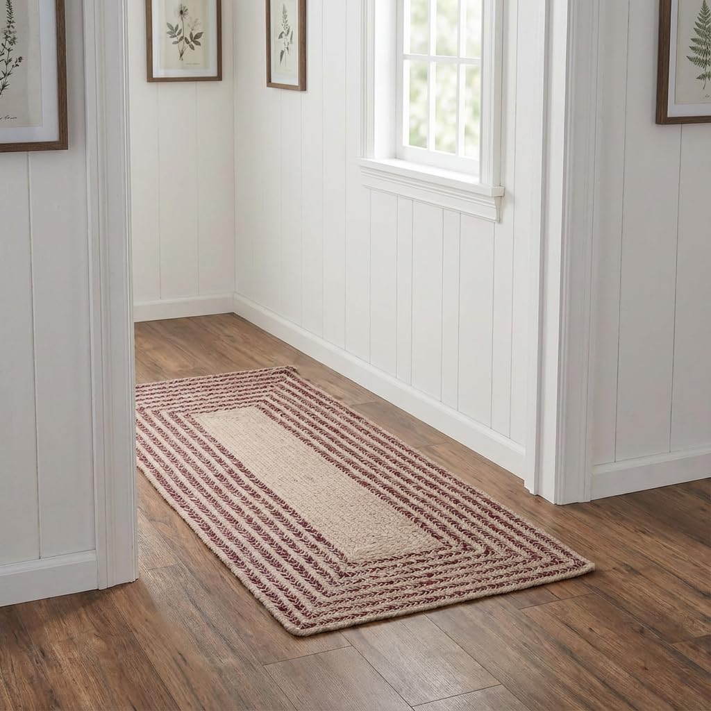 Raleigh Burgundy Cotton Braided Rug 2' X 4' #shape_Rectangle