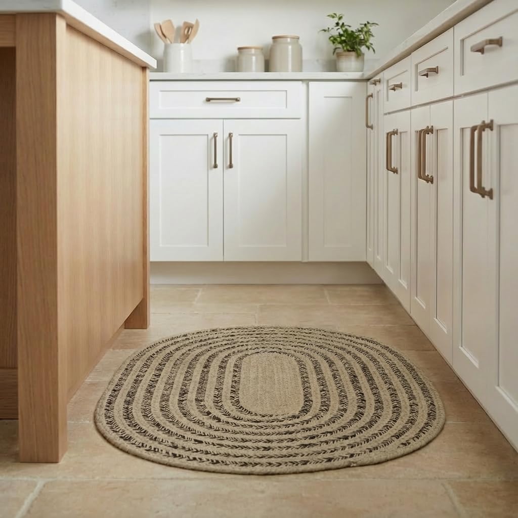 Raleigh Brown Cotton Braided Rug 3' X 5' #shape_Oval