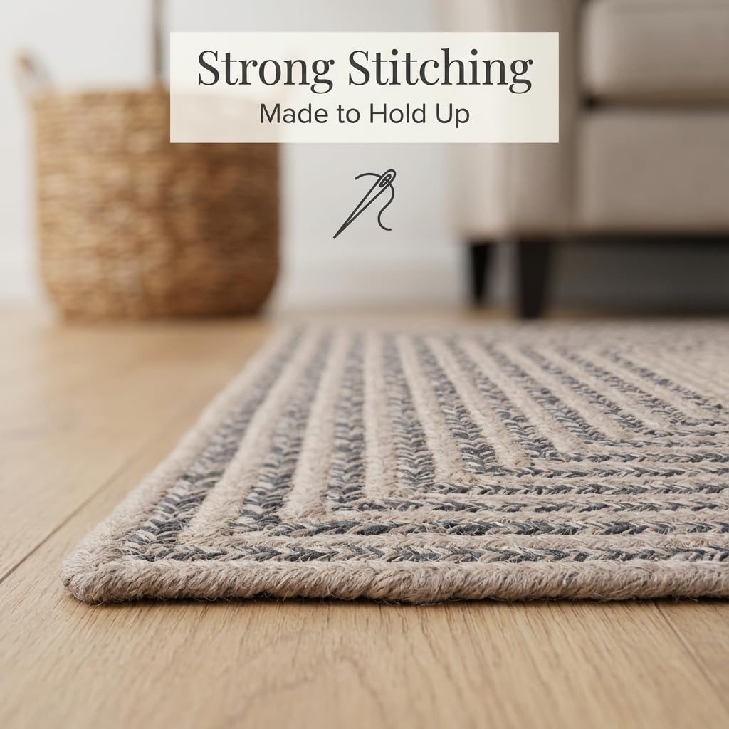 Raleigh Charcoal Cotton Braided Rug 20" X 30" #shape_Rectangle