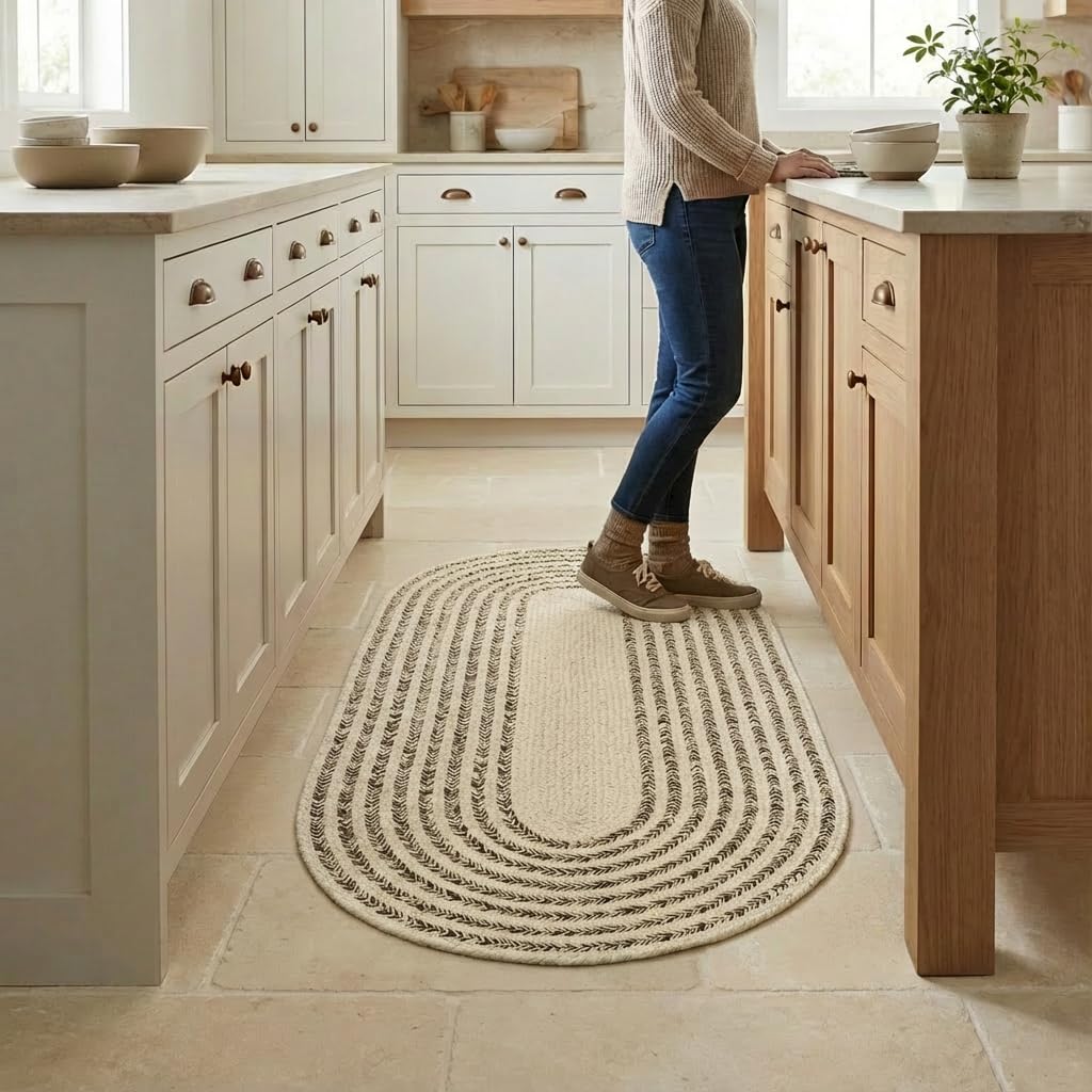 Raleigh Brown Cotton Braided Rug 2' X 4' #shape_Oval