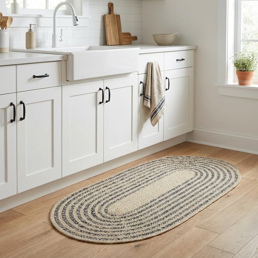 Raleigh Navy Cotton Braided Rug 2' X 4' #shape_Oval