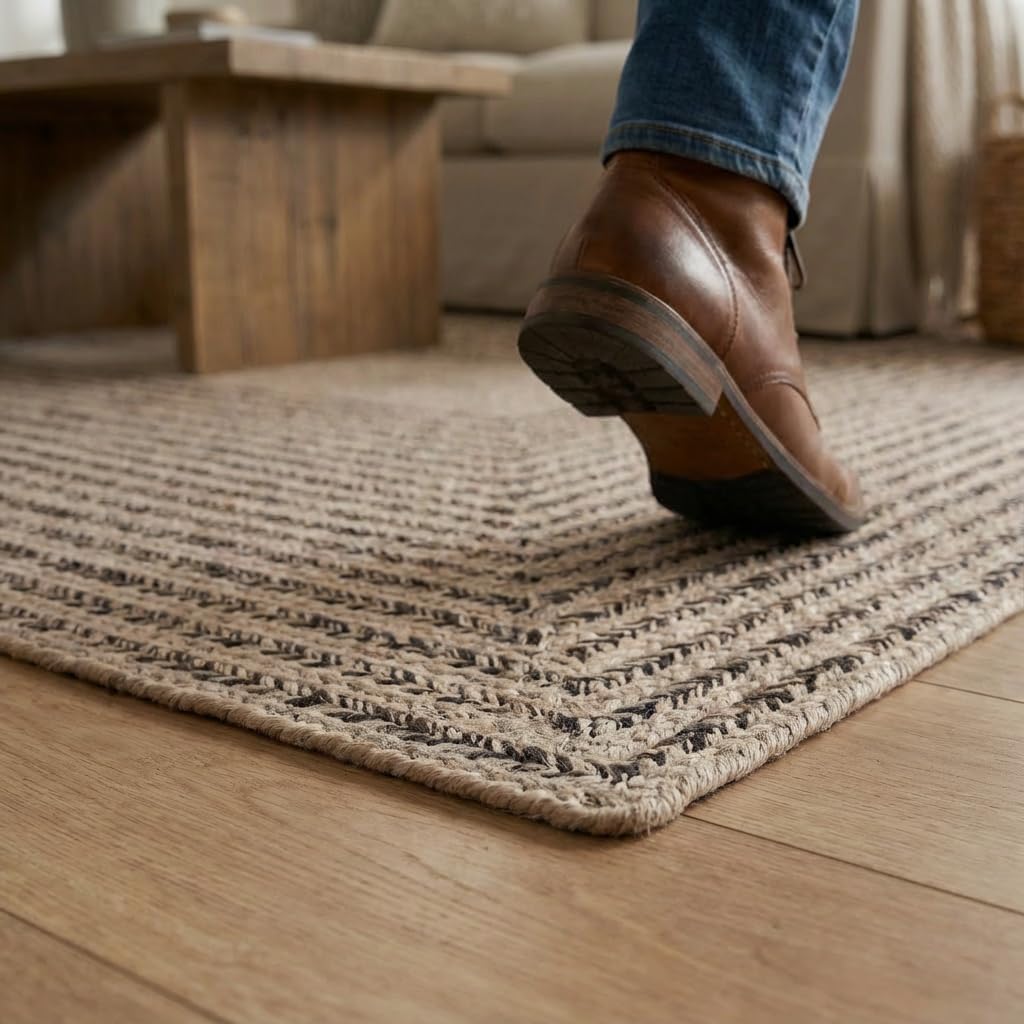 Raleigh Brown Cotton Braided Rug 5' x 7' #shape_Rectangle