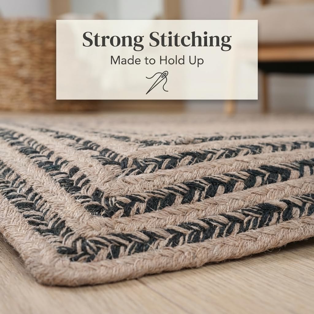Raleigh Green Cotton Braided Rug 20" X 30" #shape_Rectangle