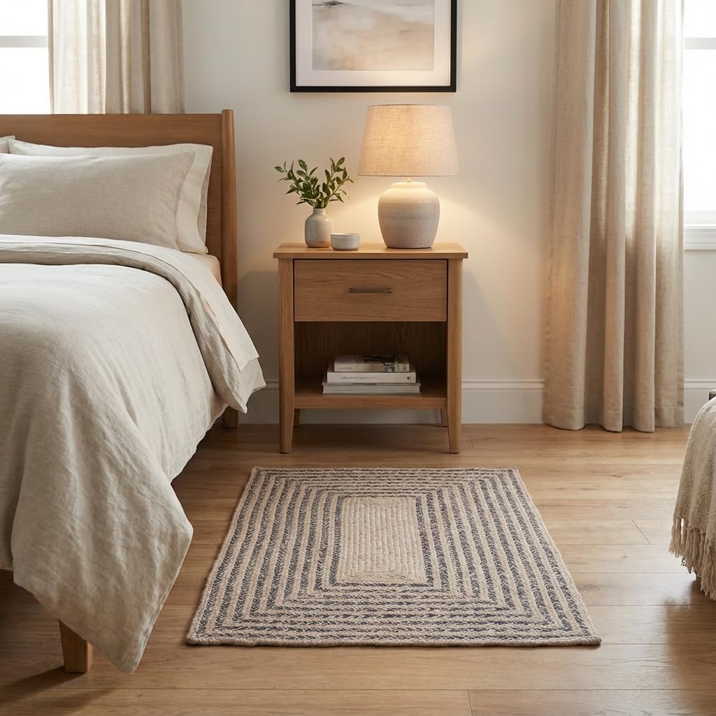 Raleigh Charcoal Cotton Braided Rug 20" X 30" #shape_Rectangle