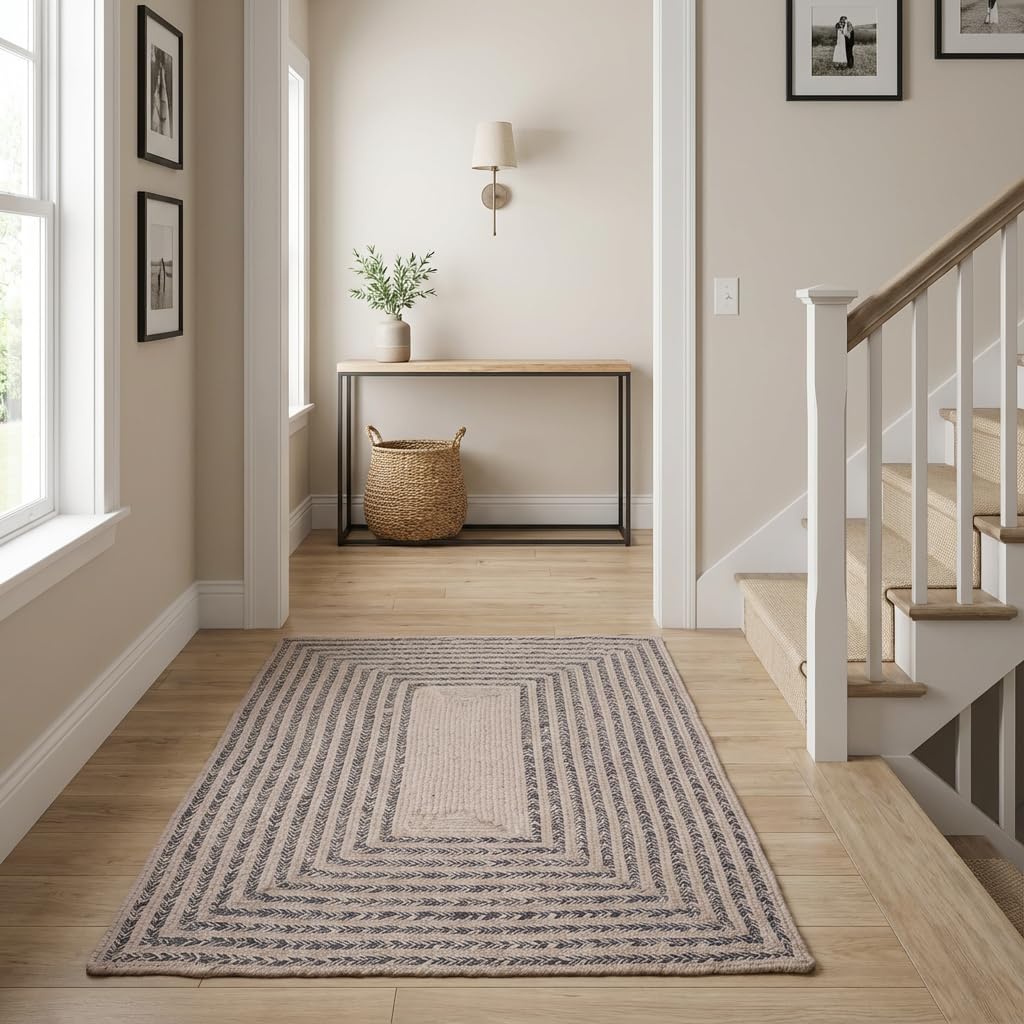 Raleigh Charcoal Cotton Braided Rug 3' X 5' #shape_Rectangle