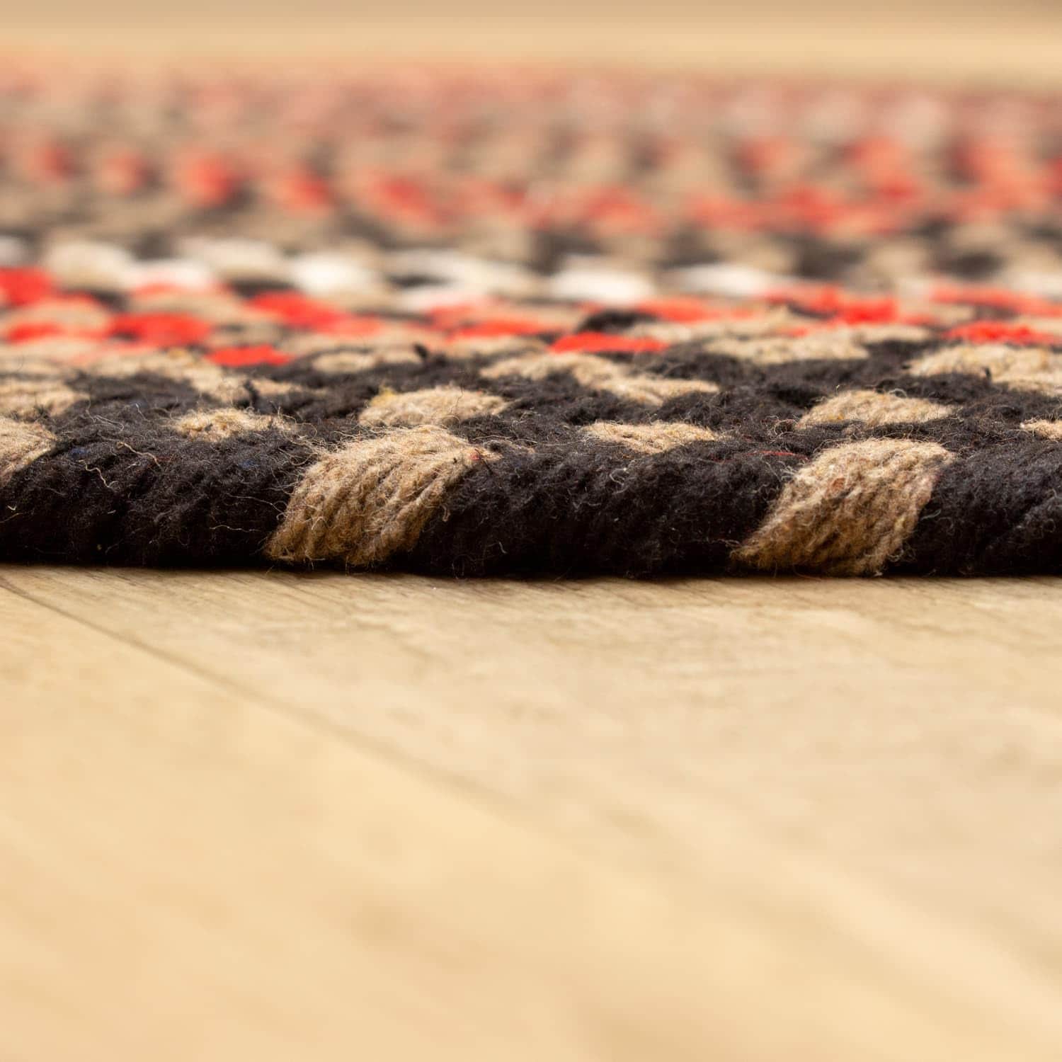 Black Charming Braided Rug for Farmhouse Living Rooms and Bedroom