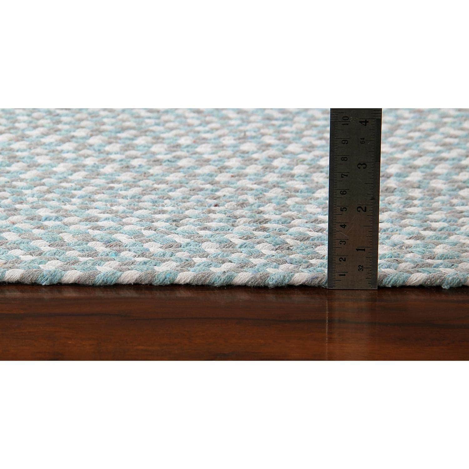 Teal, White, Gray Tri-Color Soft Cotton Braided Rug
