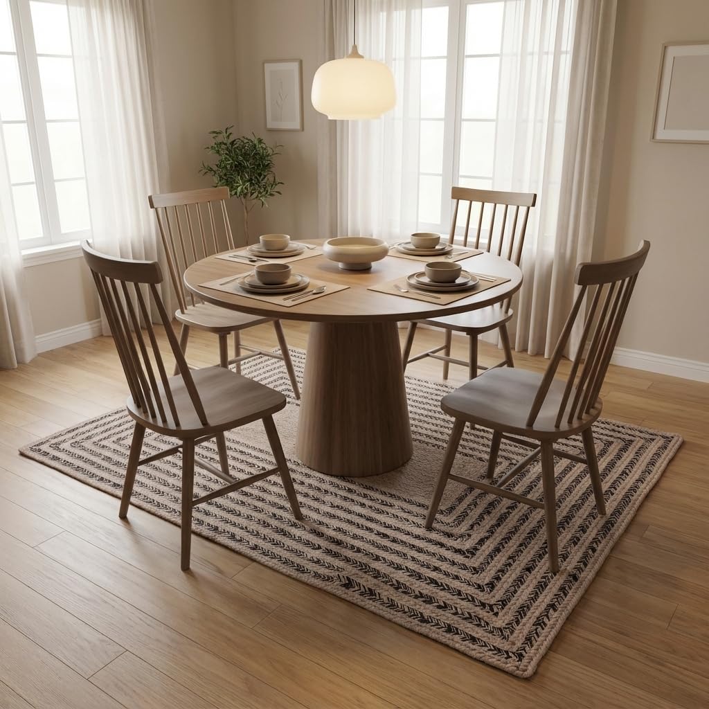 Raleigh Brown Cotton Braided Rug 4' x 6' #shape_Rectangle