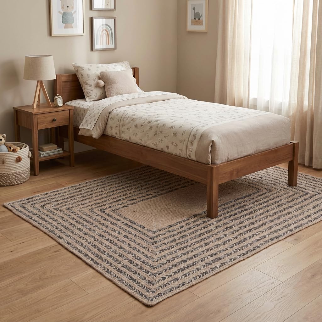 Raleigh Charcoal Cotton Braided Rug 4' x 6' #shape_Rectangle