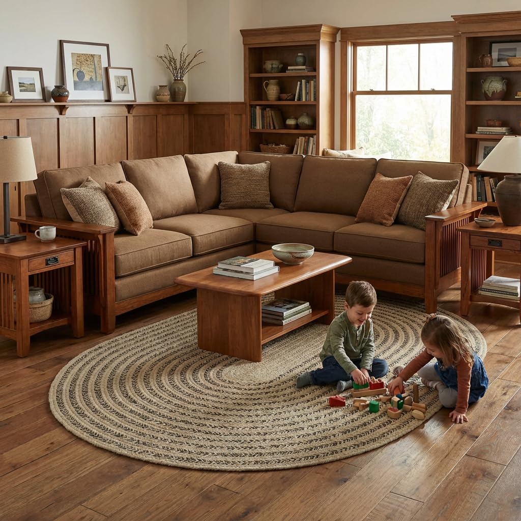 Raleigh Brown Cotton Braided Rug 6' x 9' #shape_Oval