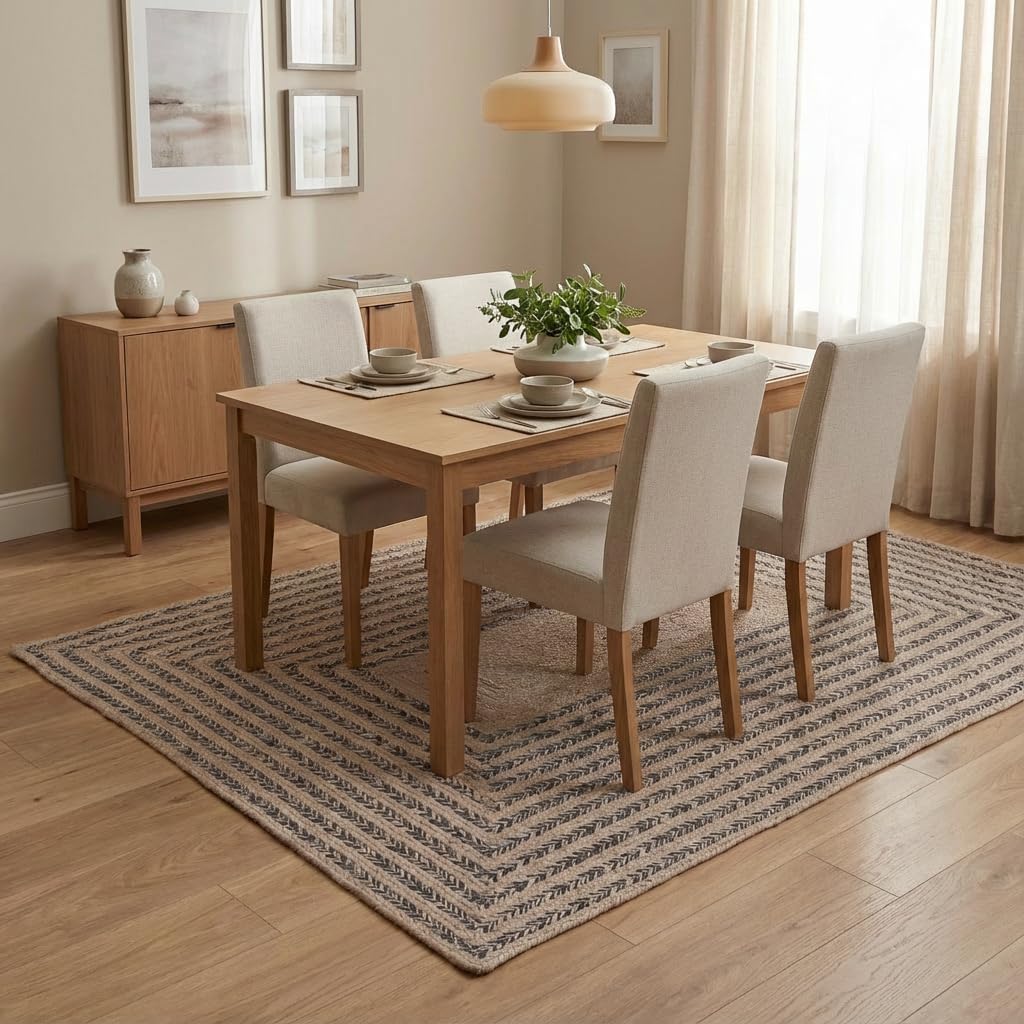 Raleigh Charcoal Cotton Braided Rug 5' x 7' #shape_Rectangle