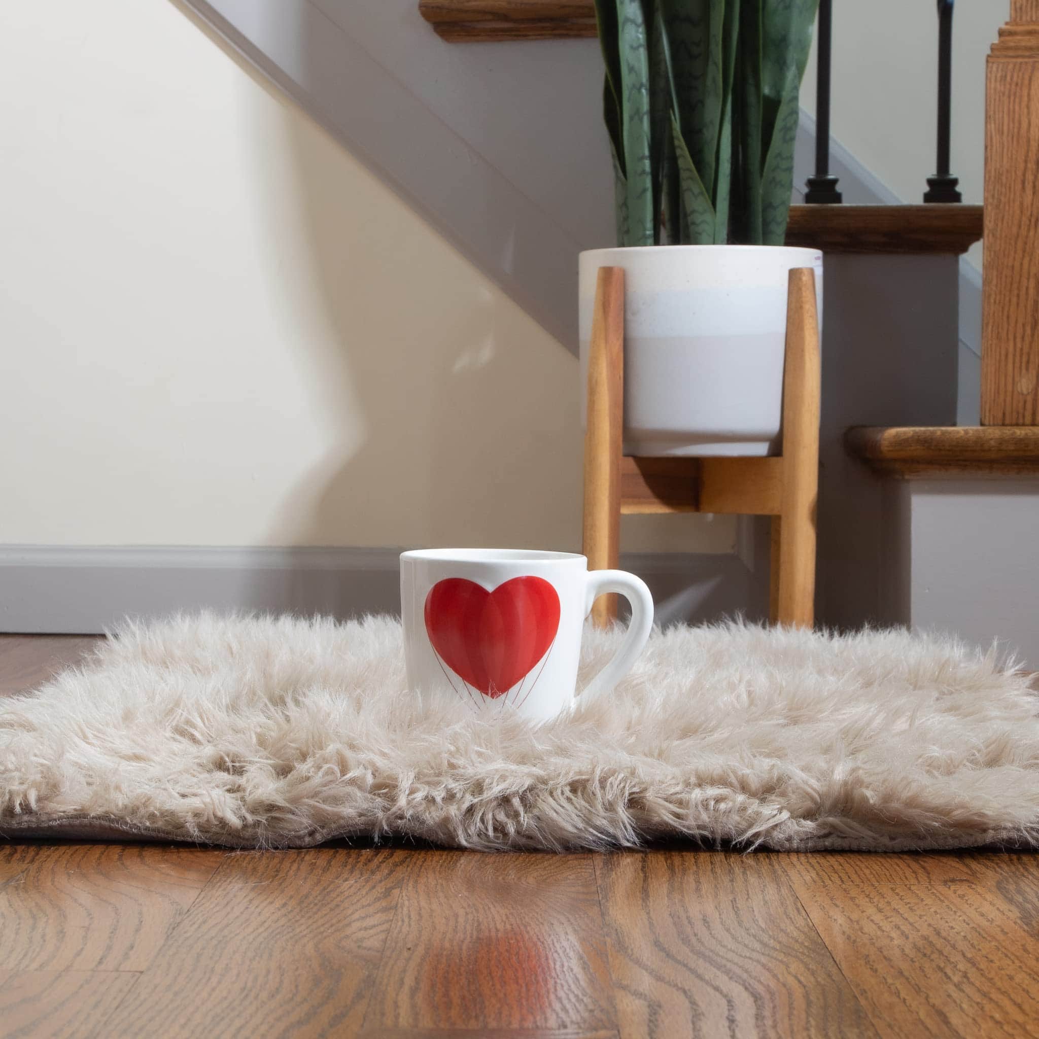 Light Brown Serene Faux Fur Solid Fake Sheepskin Rug