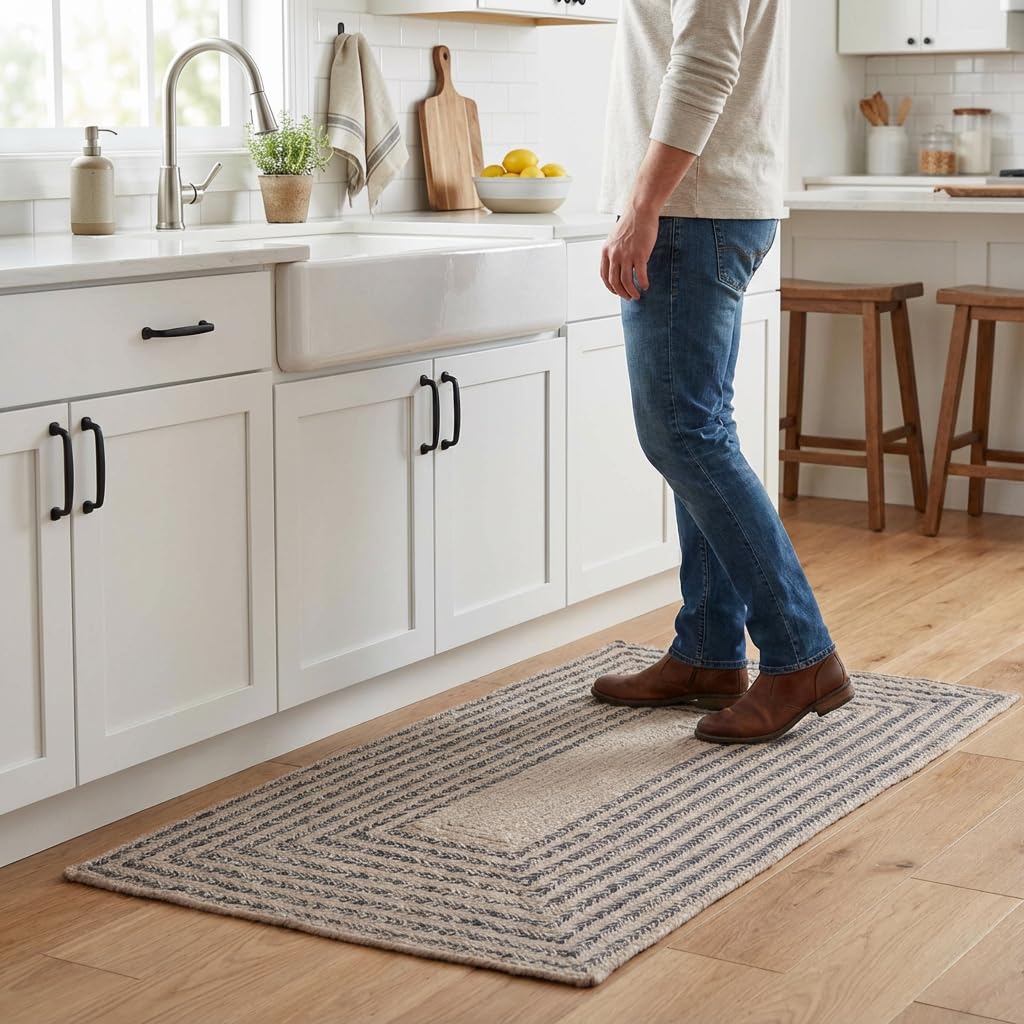 Raleigh Charcoal Cotton Braided Rug 20" X 30" #shape_Rectangle