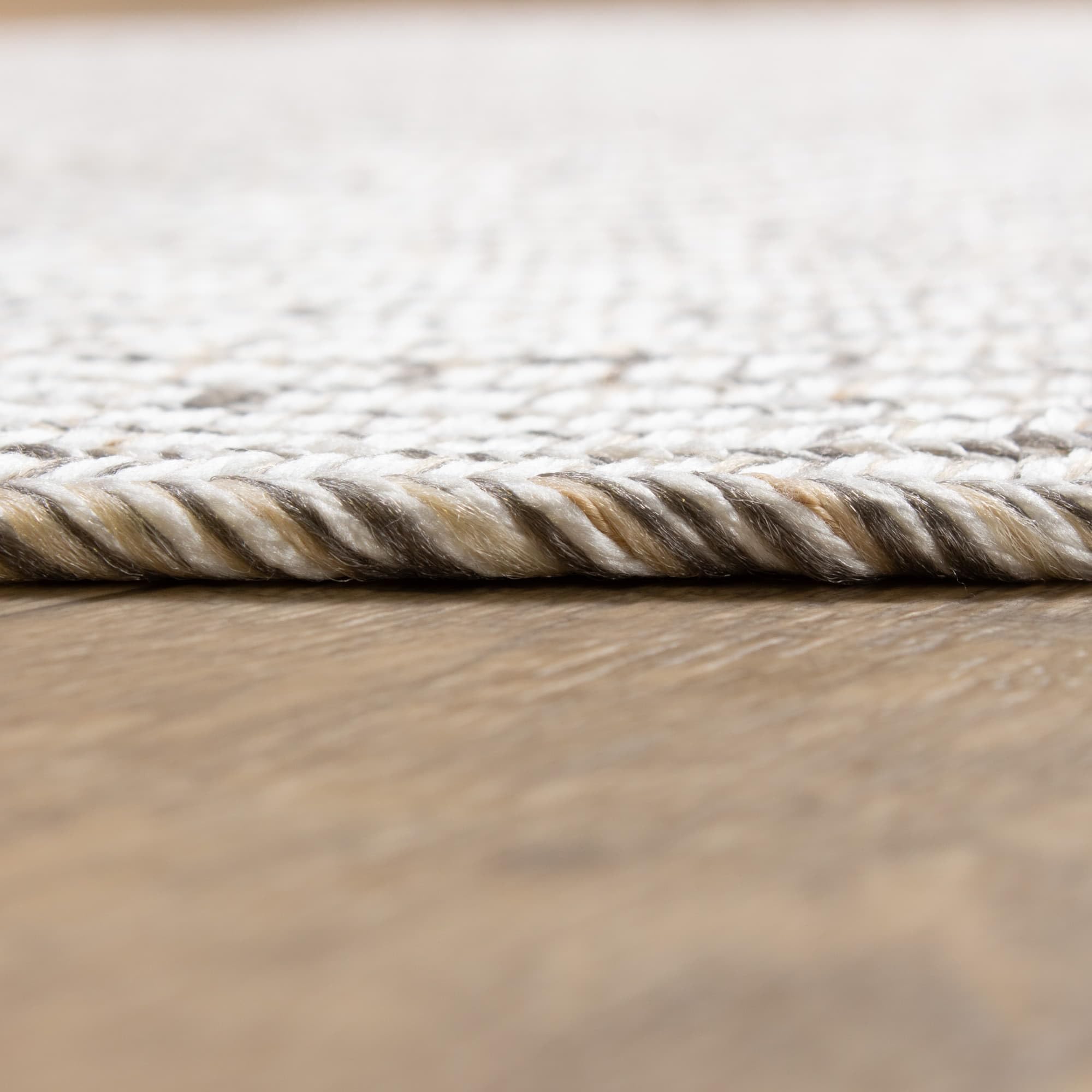 Ivory Braided Rug - Reversible Solid Constrution - Indoor Outdoor & Kitchen Ready
