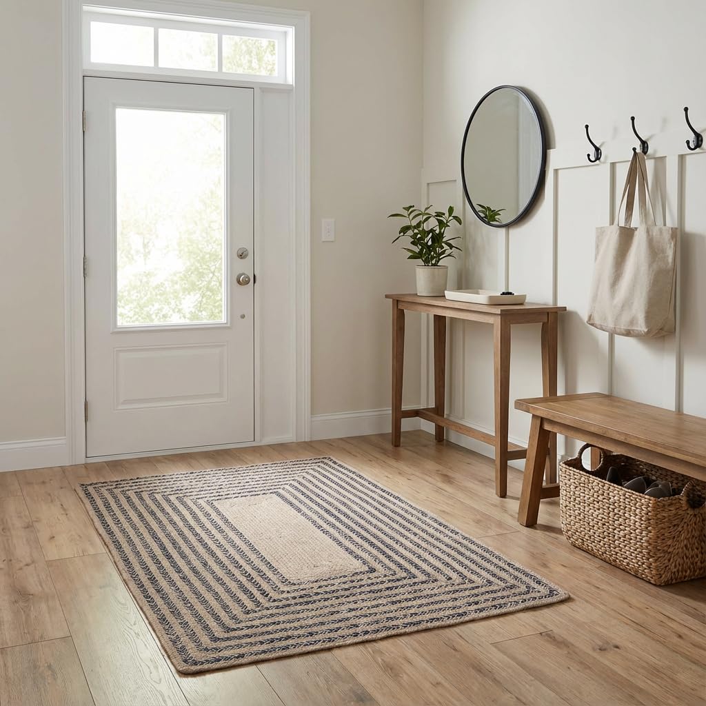 Raleigh Navy Cotton Braided Rug 3' X 5' #shape_Rectangle