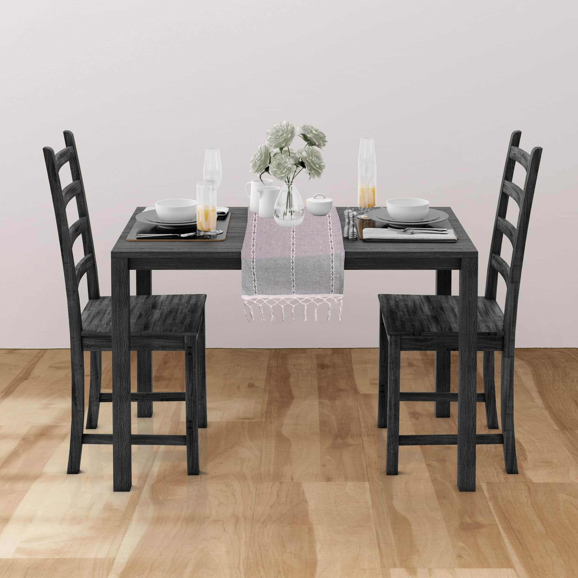 Ivory, Gray Table Runner Cotton Farmhouse Inspired