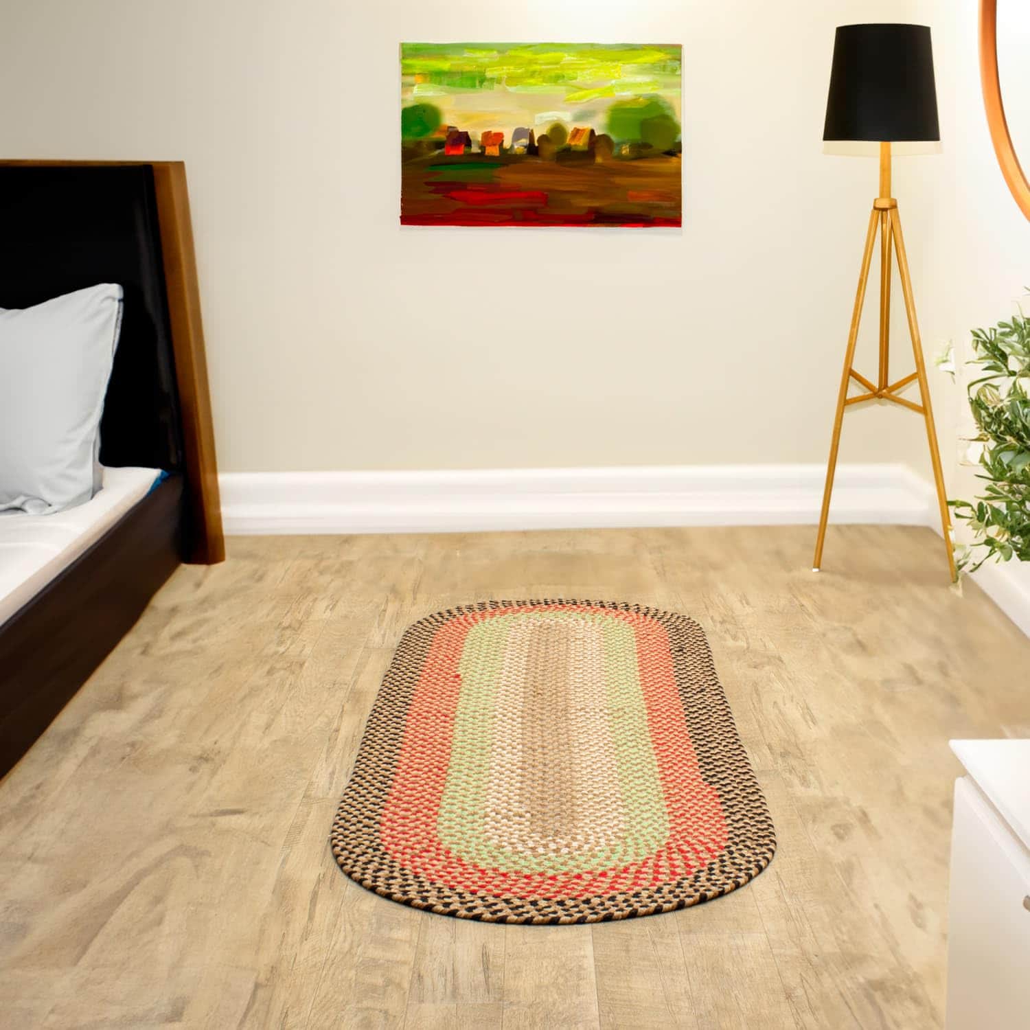 Earthtone Charming Braided Rug for Farmhouse Living Rooms and Bedroom