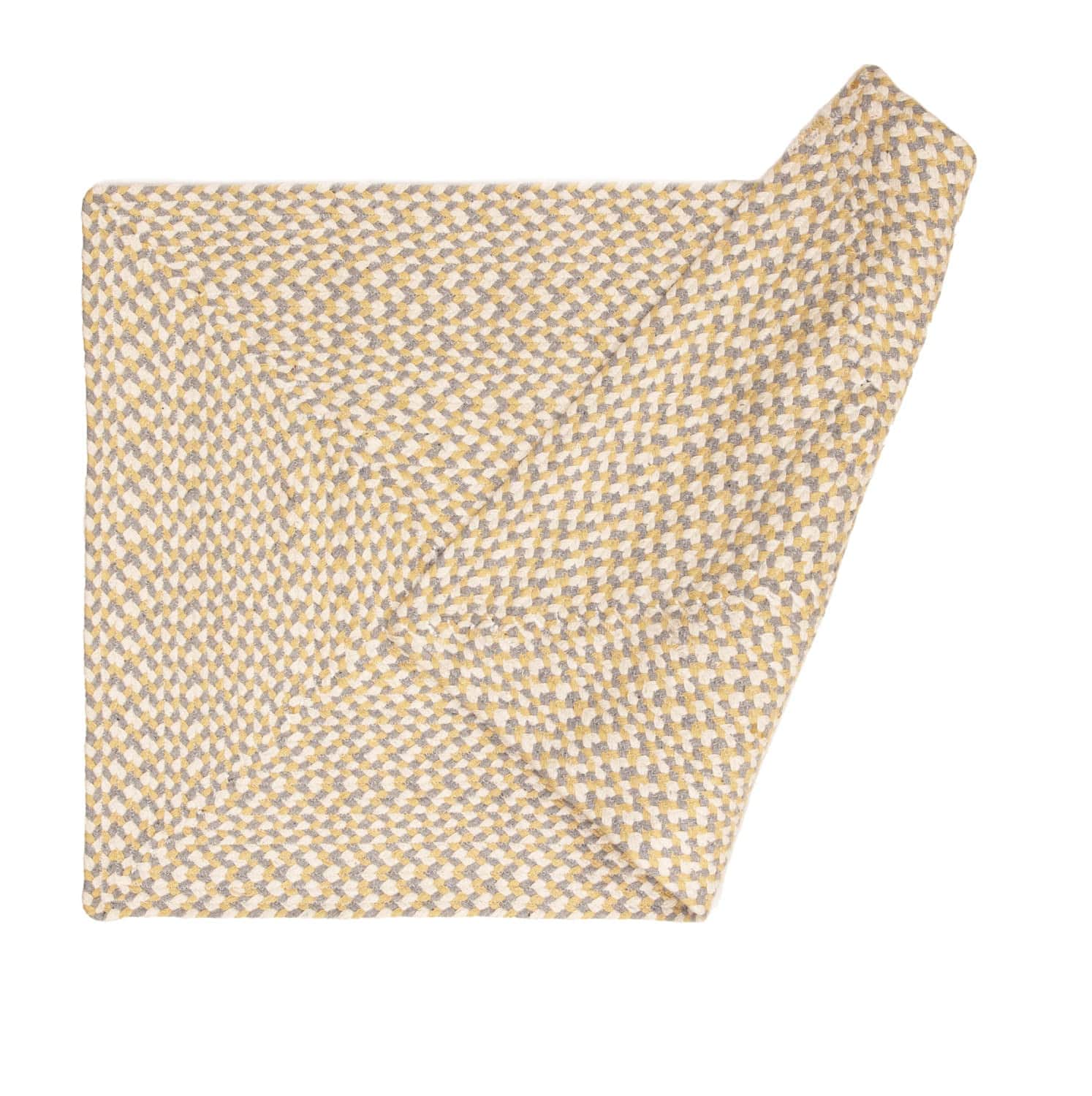 Yellow, White, Gray Tri-Color Soft Cotton Braided Rug