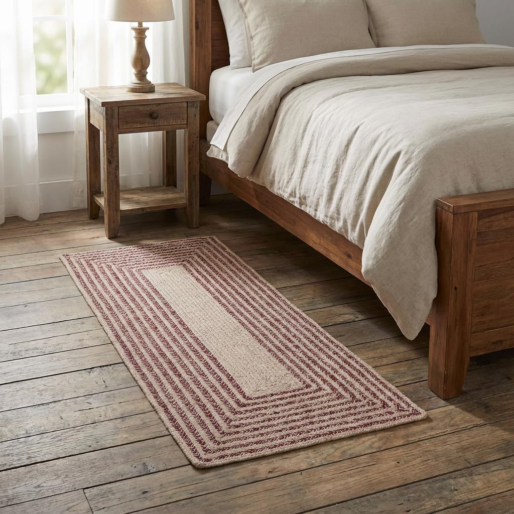 Raleigh Burgundy Cotton Braided Rug 2' X 4' #shape_Rectangle