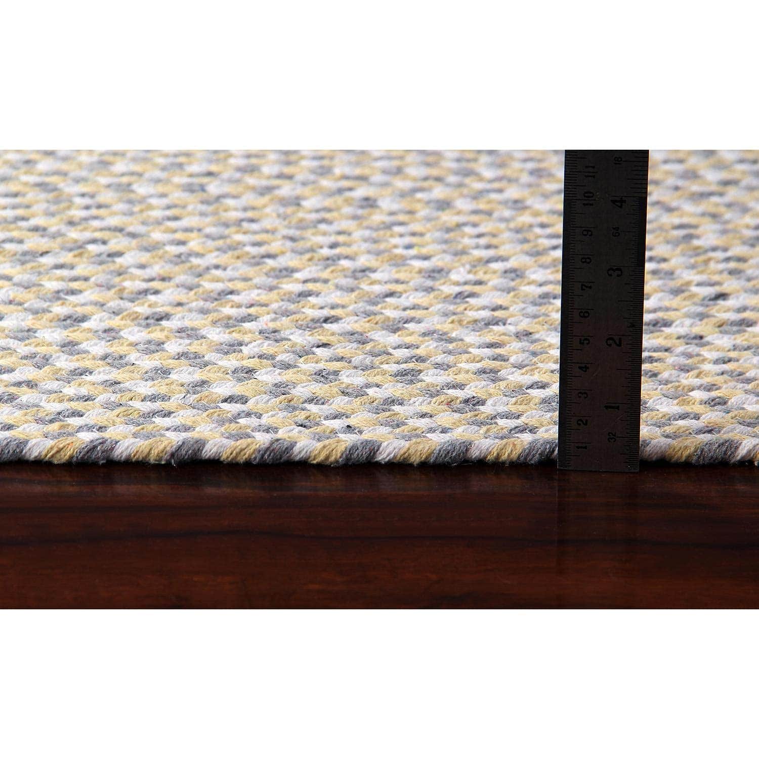 Yellow, White, Gray Tri-Color Soft Cotton Braided Rug