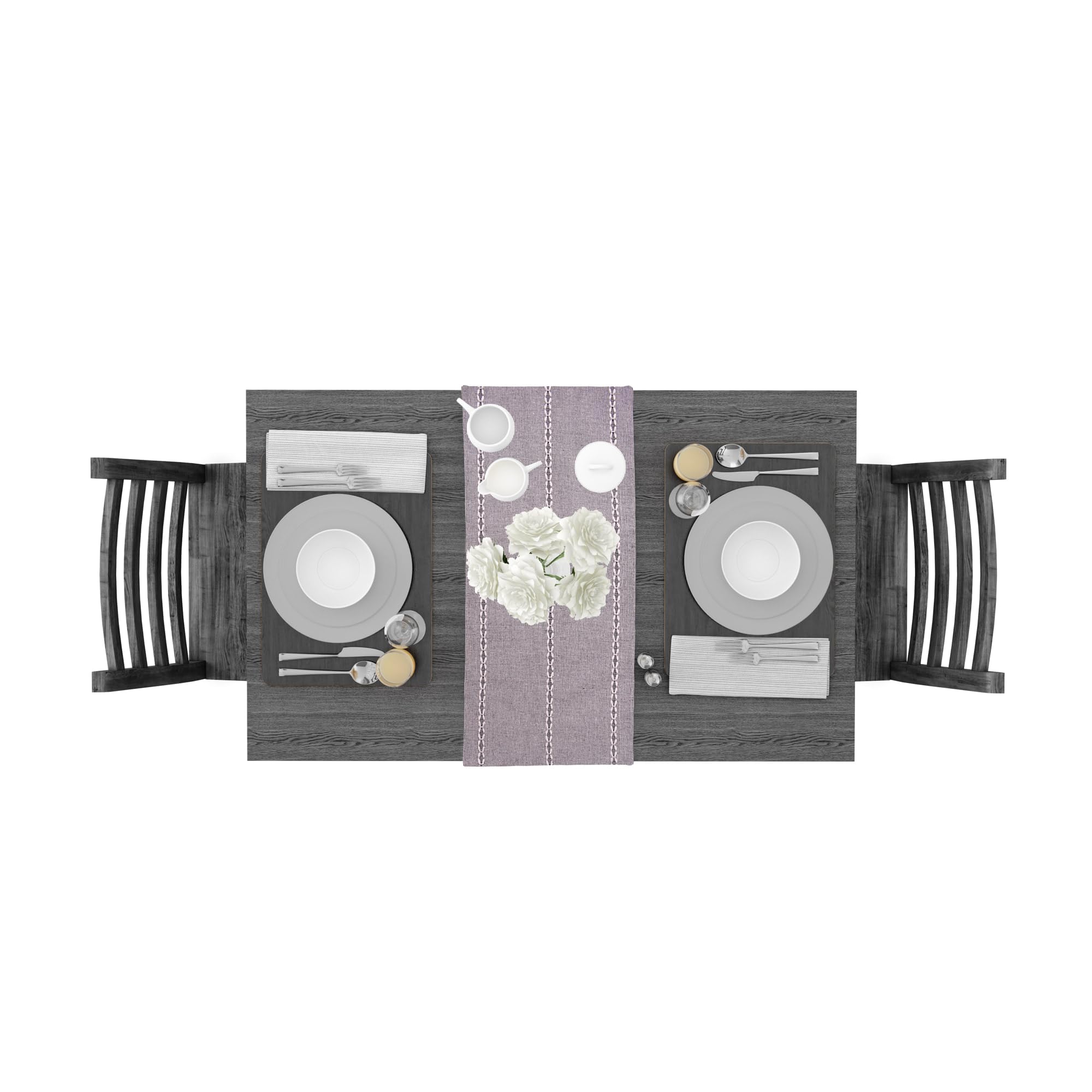 Ivory, Gray Table Runner Cotton Farmhouse Inspired
