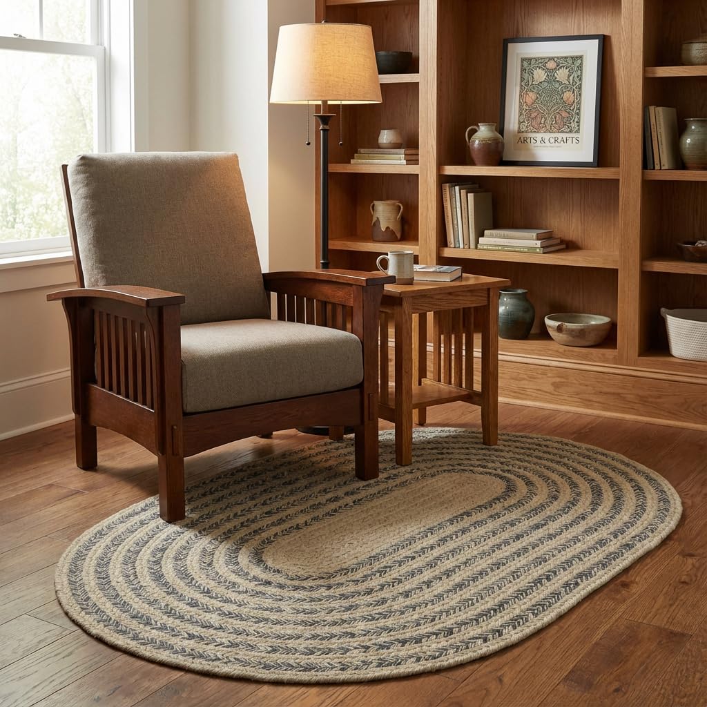 Raleigh Charcoal Cotton Braided Rug 3' X 5' #shape_Oval