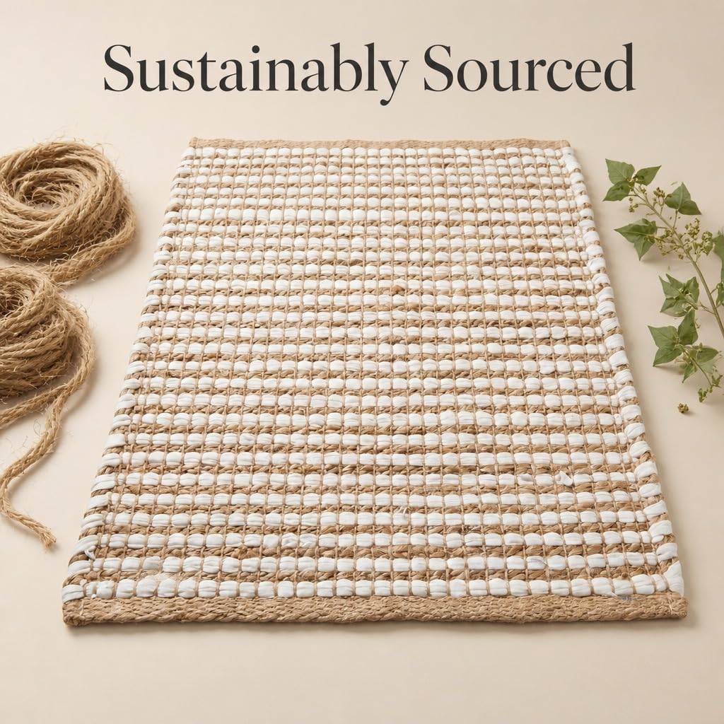 Natural Jute & Chindi Woven Rug - Terra JC02