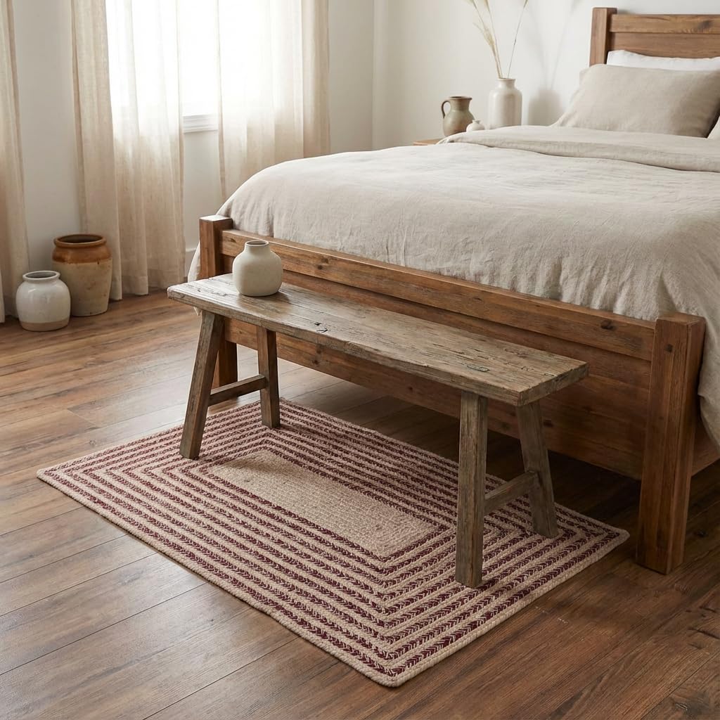 Raleigh Burgundy Cotton Braided Rug 3' X 5' #shape_Rectangle