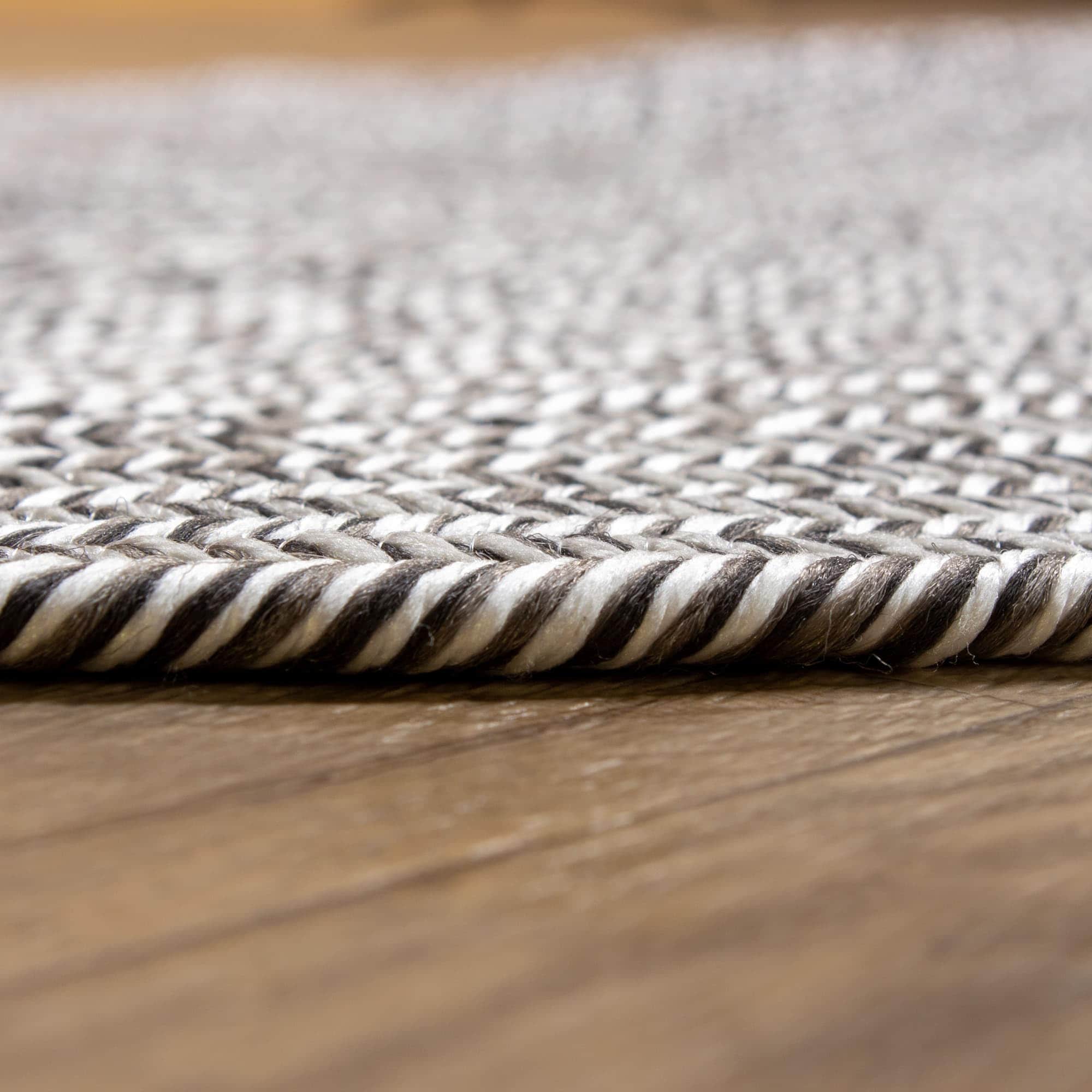 Dark Gray, Light Gray Braided Rug - Reversible Solid Constrution - Indoor Outdoor & Kitchen Ready