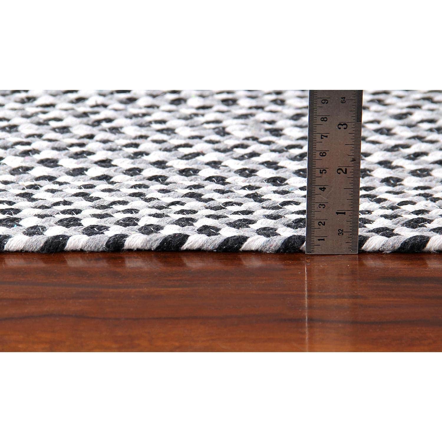 Black, White, Gray Tri-Color Soft Cotton Braided Rug