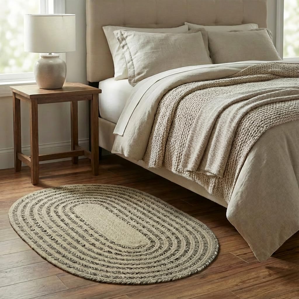 Raleigh Brown Cotton Braided Rug 3' X 5' #shape_Oval