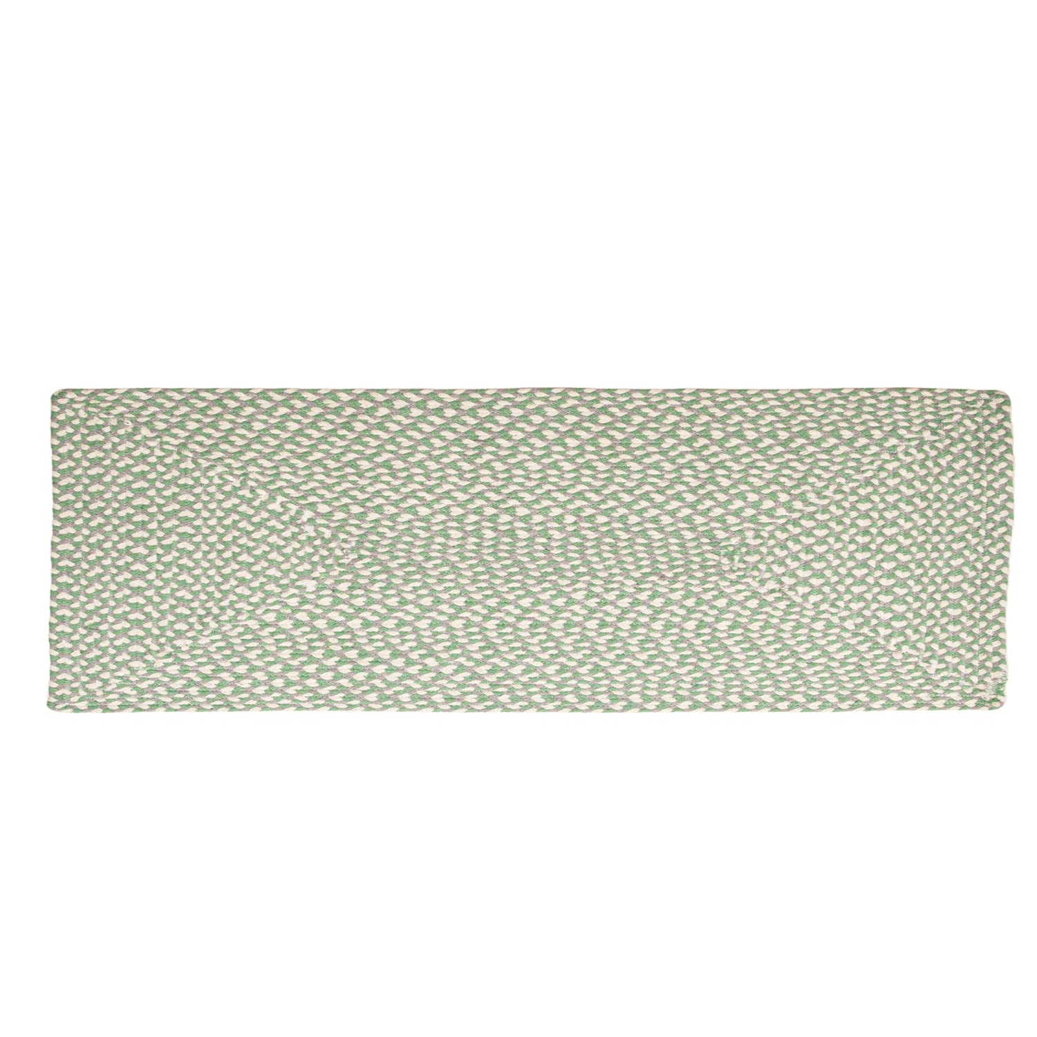 Green, White, Gray Tri-Color Soft Cotton Braided Rug
