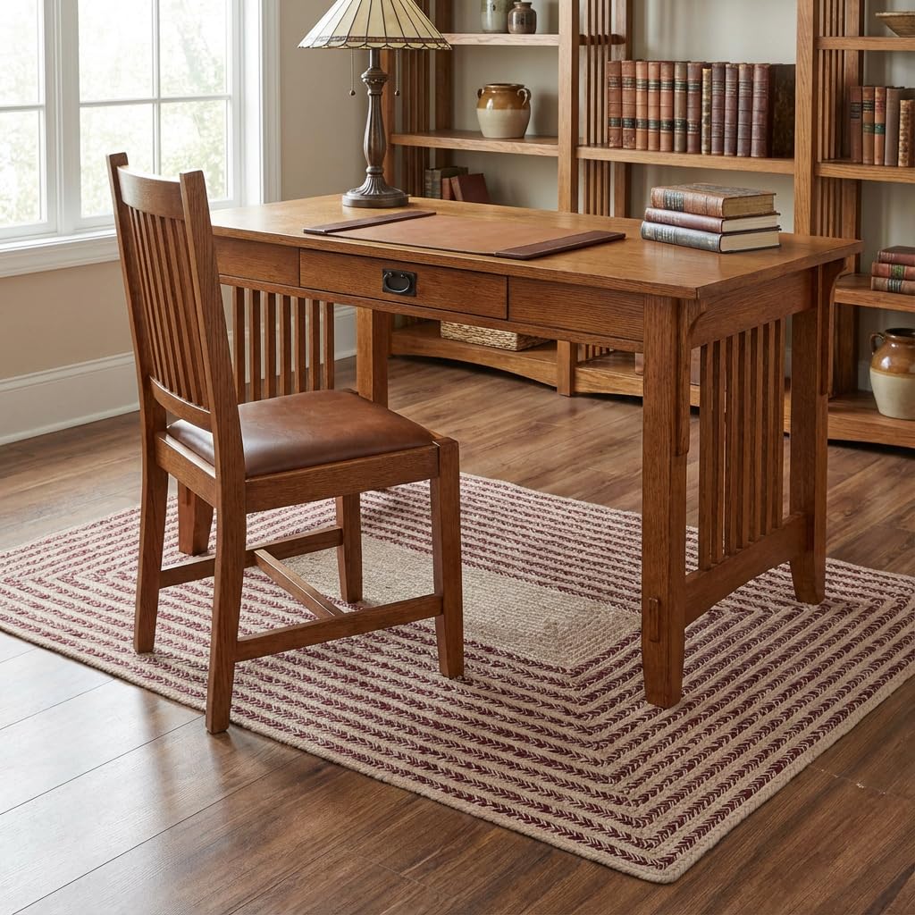 Raleigh Burgundy Cotton Braided Rug 4' x 6' #shape_Rectangle