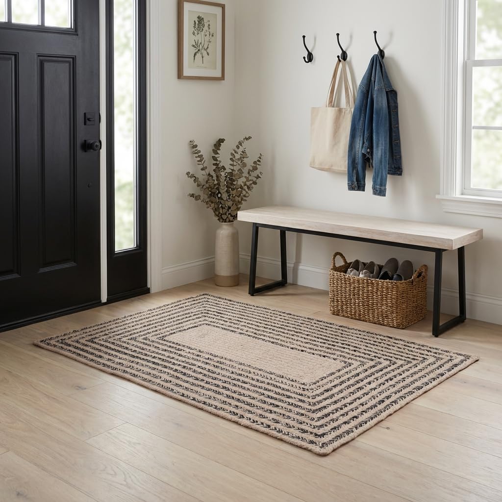 Raleigh Black Cotton Braided Rug 3' X 5' #shape_Rectangle