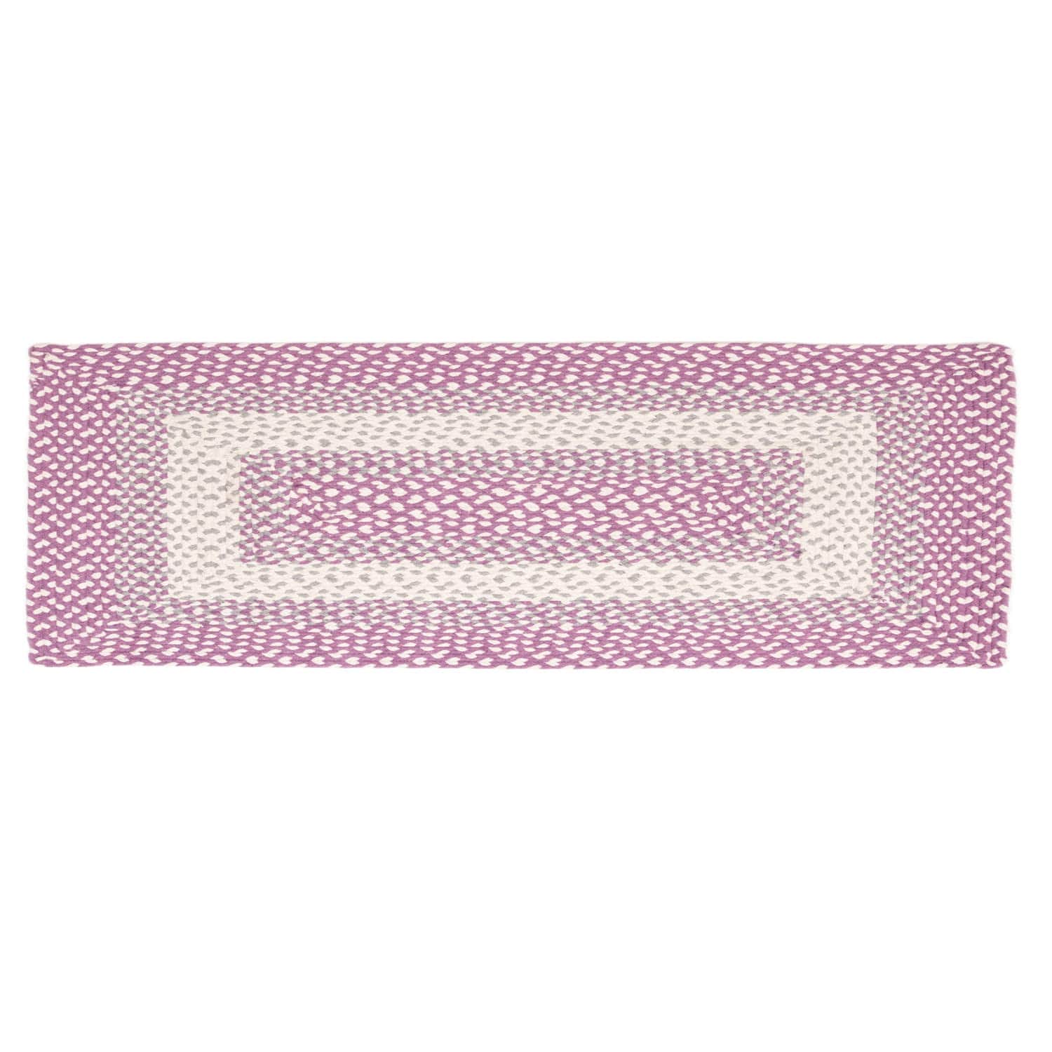 Purple, Gray Braided Rug - Soft Cotton Bordered Area Rug for Kids Rooms & Nursery