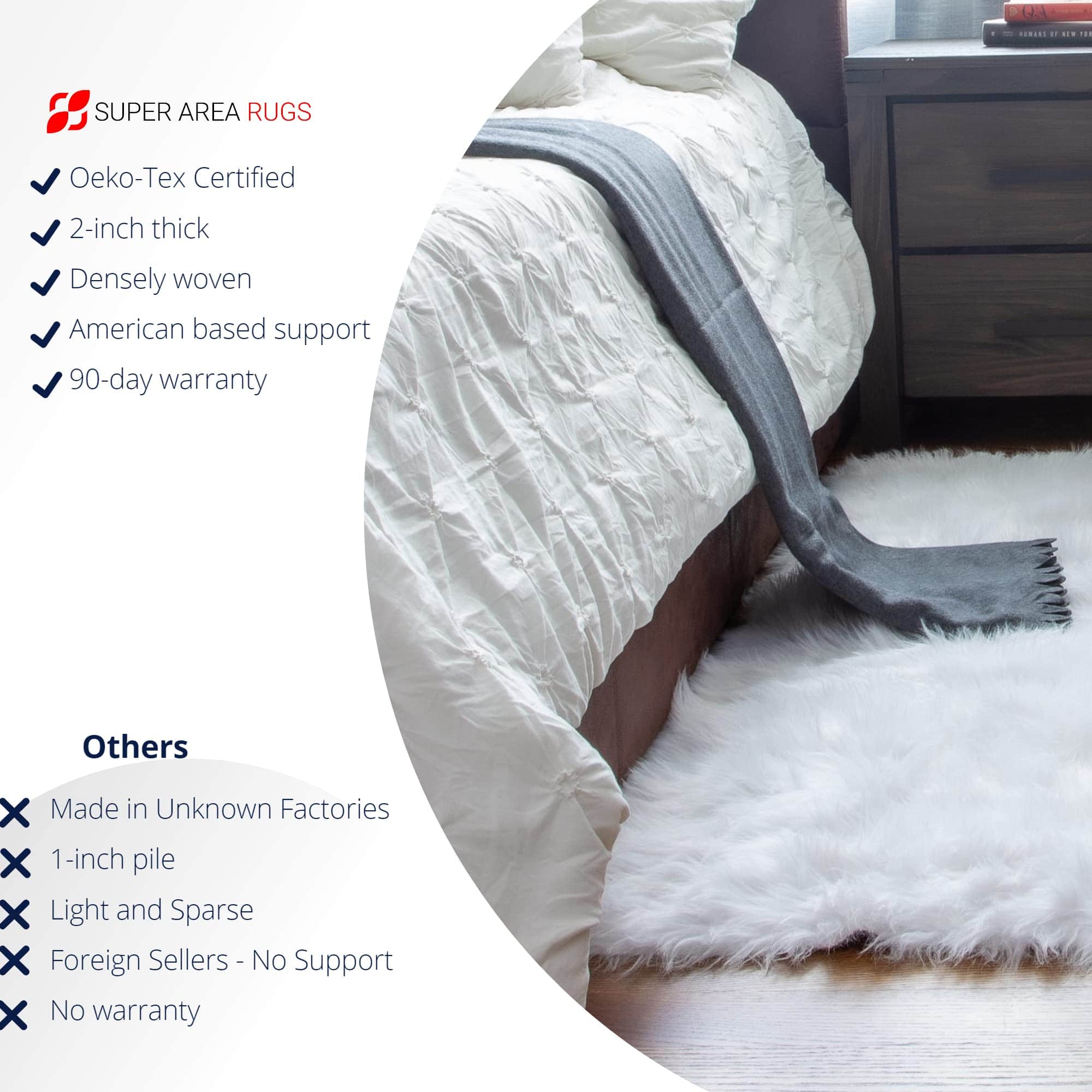 Dark Brown Serene Faux Fur Solid Fake Sheepskin Rug