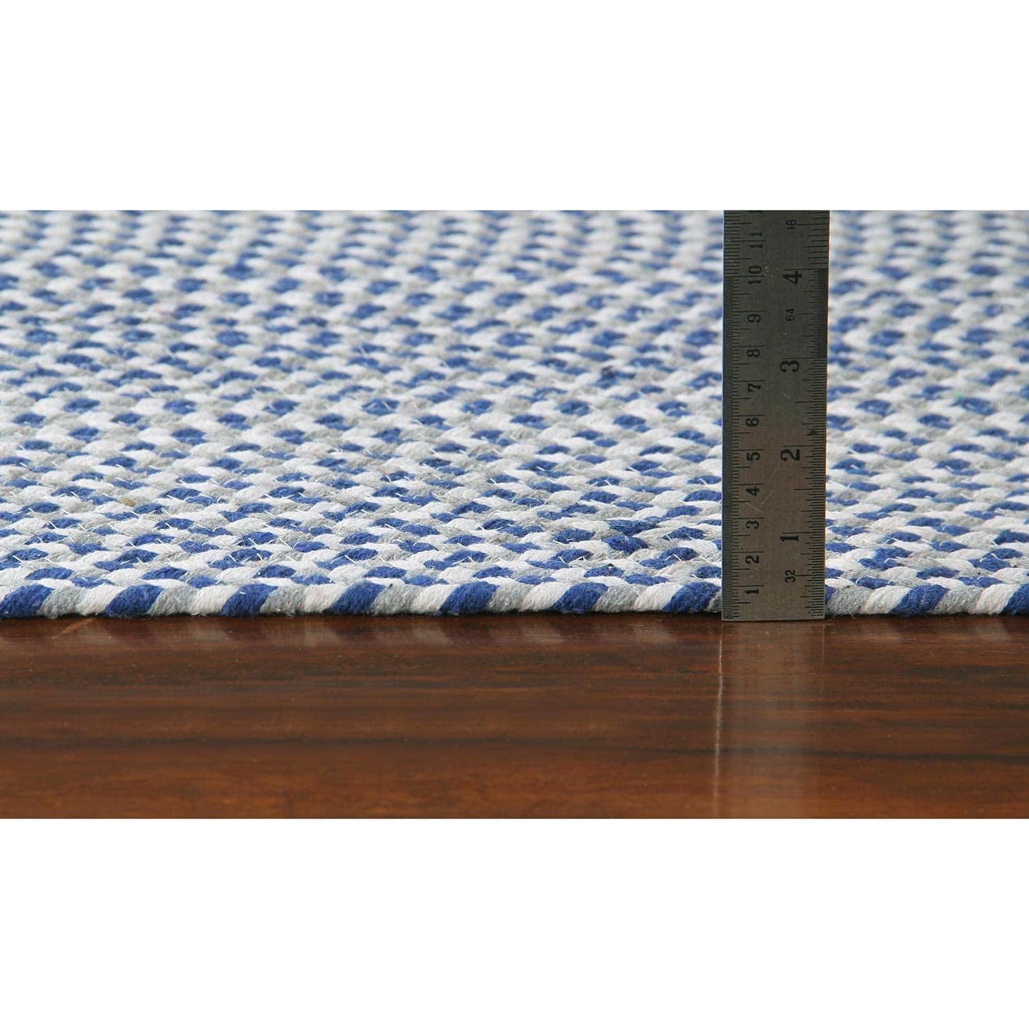 Blue, White, Gray Tri-Color Soft Cotton Braided Rug