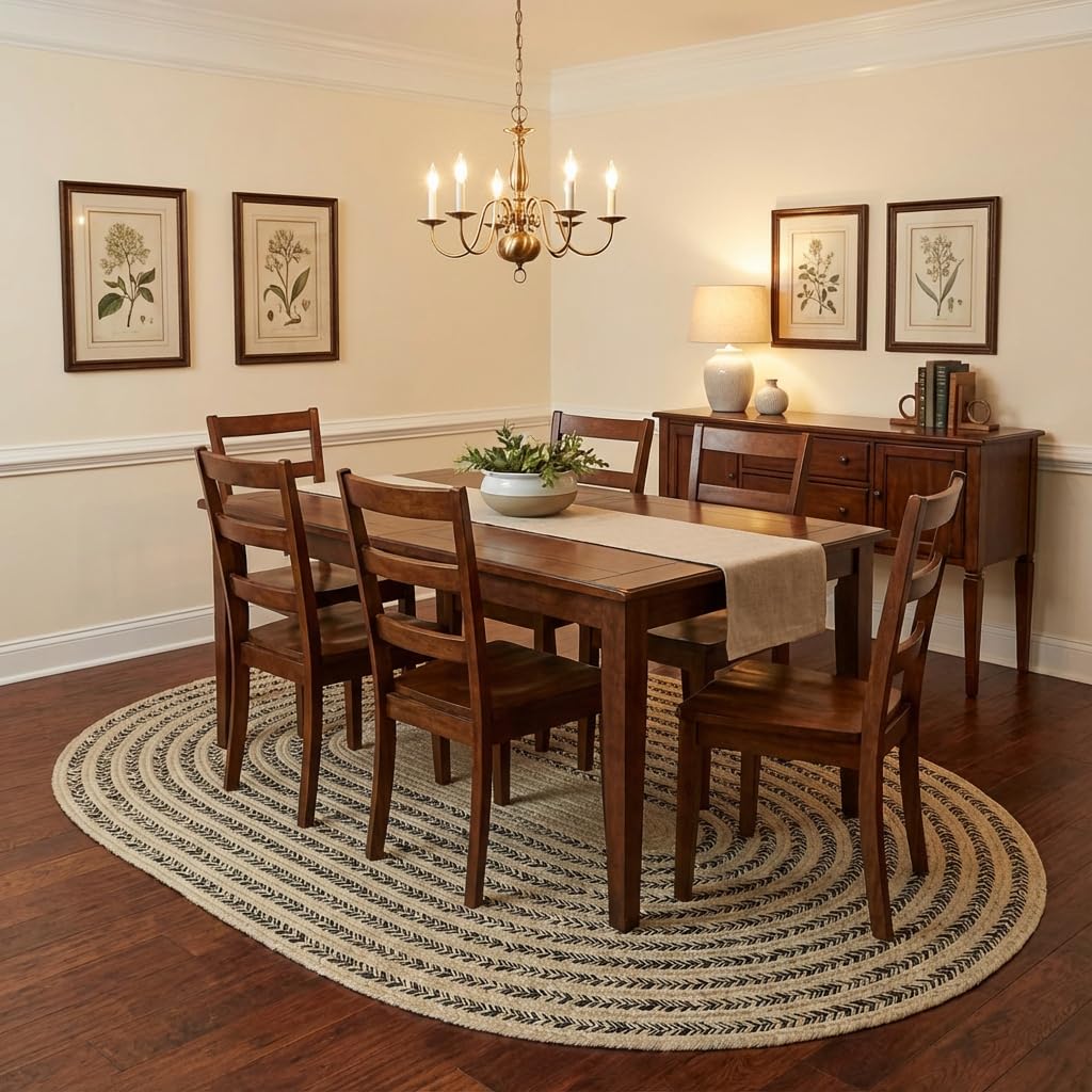 Raleigh Black Cotton Braided Rug 6' x 9' #shape_Oval