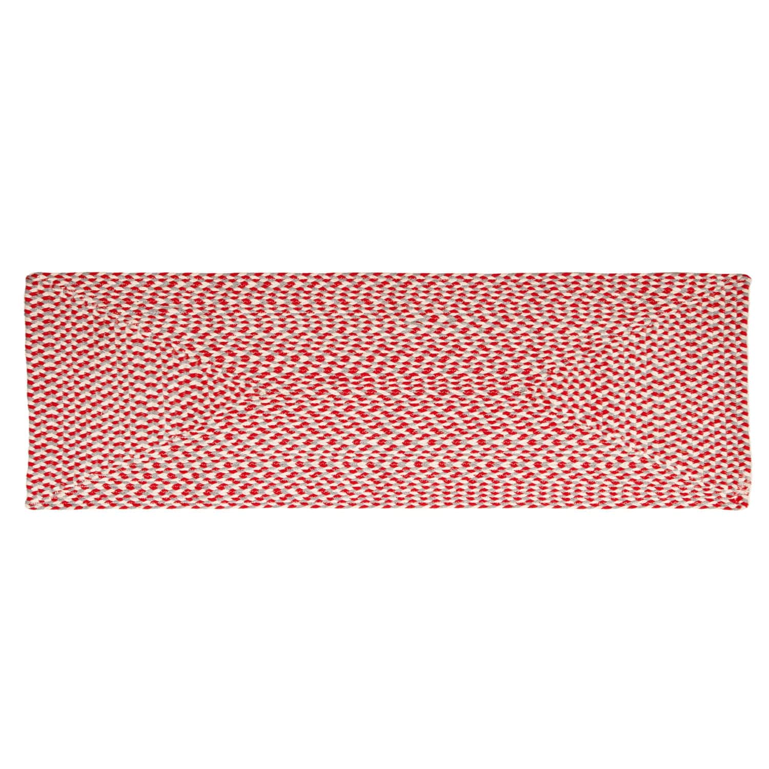 Red, White, Gray Tri-Color Soft Cotton Braided Rug
