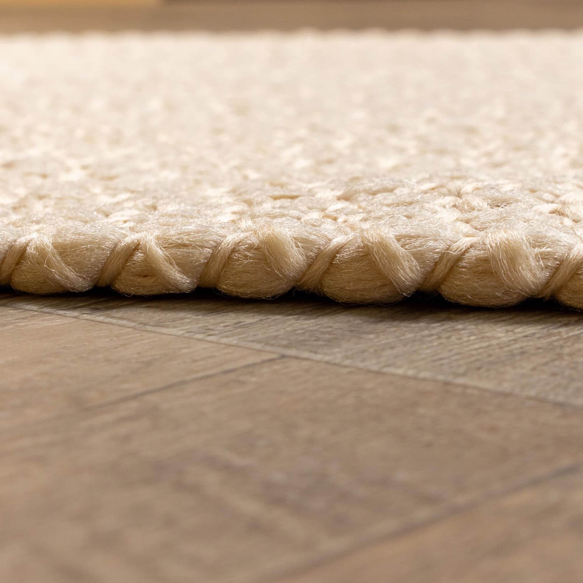 Beige Braided Rug - Reversible Solid Constrution - Indoor Outdoor