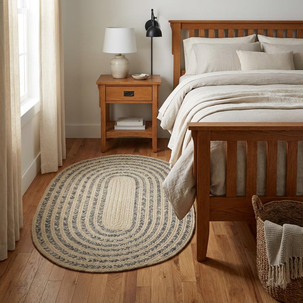 Raleigh Charcoal Cotton Braided Rug 3' X 5' #shape_Oval