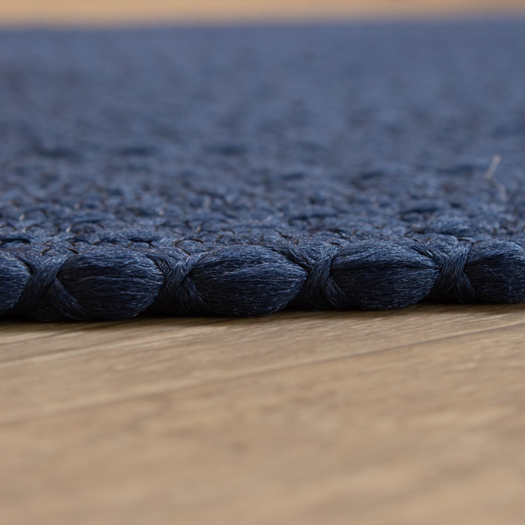 Navy Braided Rug - Reversible Solid Constrution - Indoor Outdoor