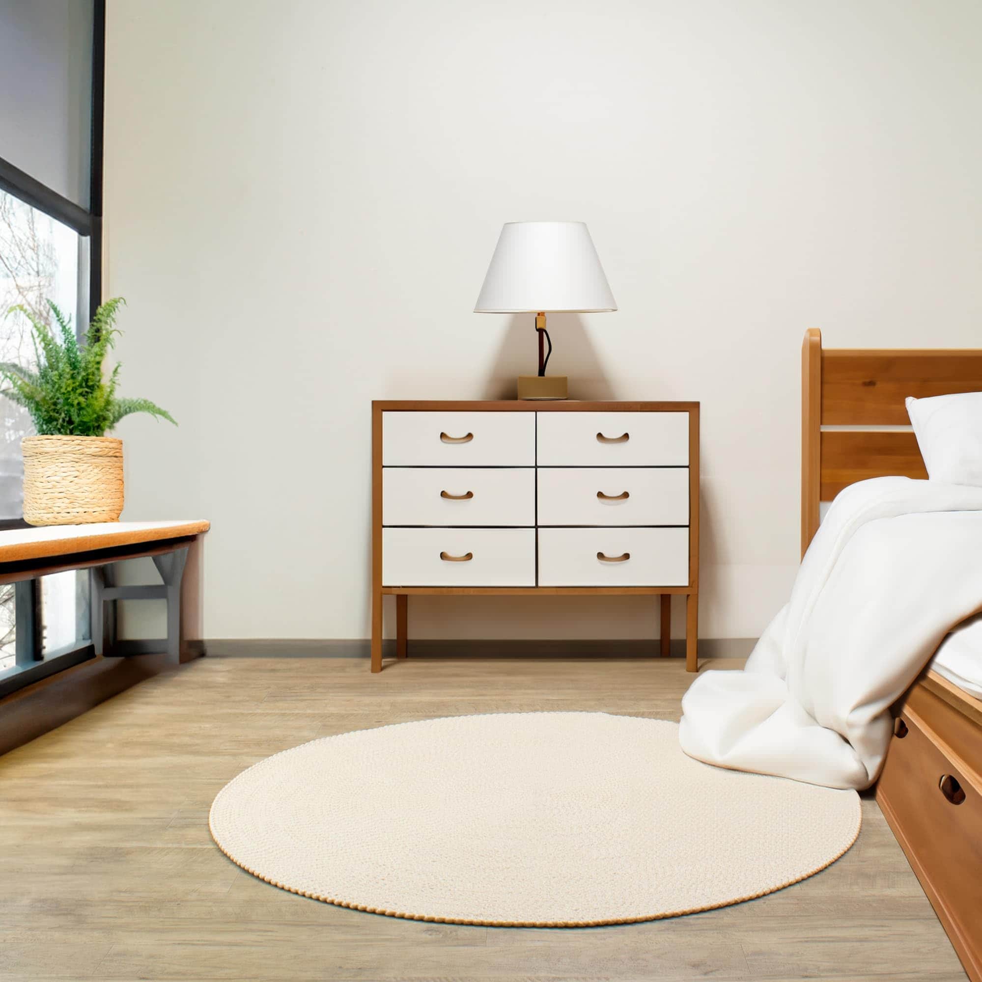 Beige Braided Rug - Reversible Solid Constrution - Indoor Outdoor