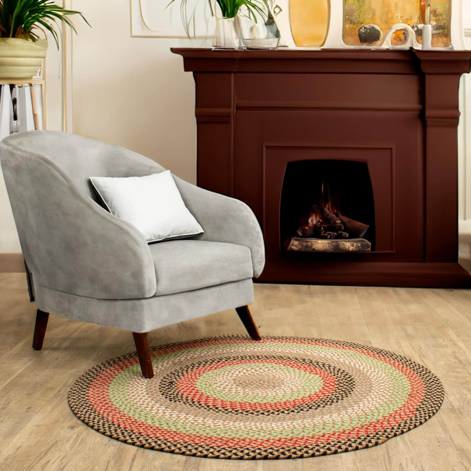 Earthtone Charming Braided Rug for Farmhouse Living Rooms and Bedroom